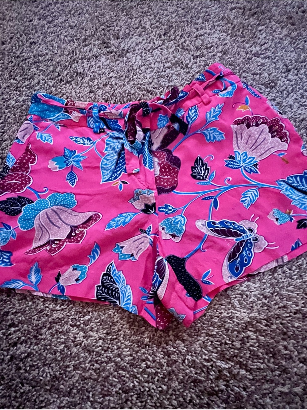 Bright Pink Floral Butterfly Shorts